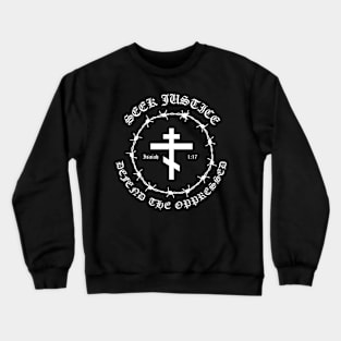 Isaiah 1:17 Seek Justice Defend The Oppressed Metal Hardcore Punk Pocket Crewneck Sweatshirt